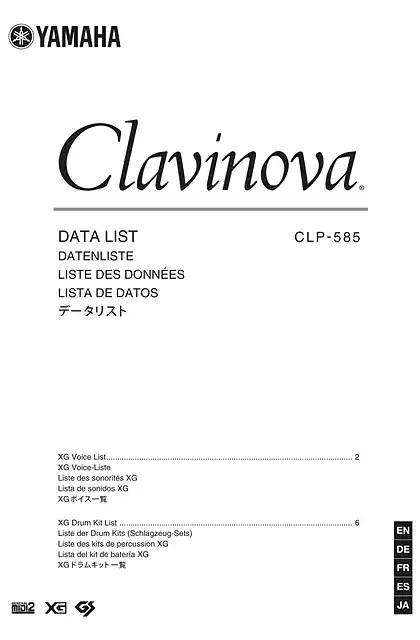 yamaha雅马哈CLP-585 Data List